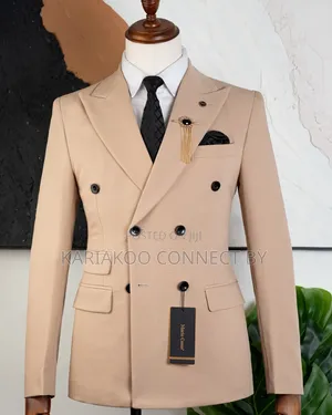 Premium Beige Double-Breasted Suit