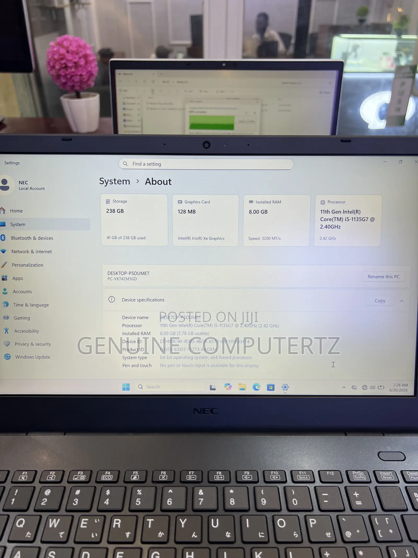 New Laptop NEC 8GB Intel Core i5 SSD 256GB
