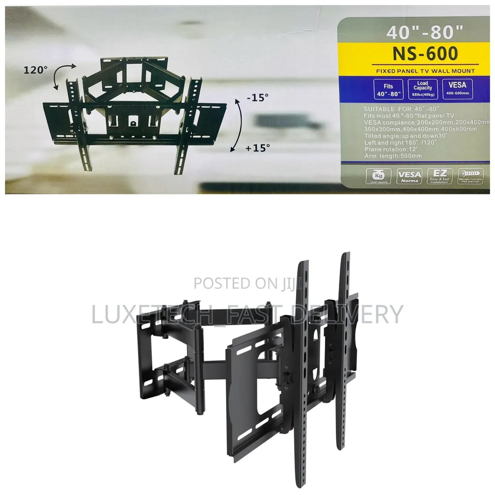 Ns-600 Full Motion Tv Wall Mount Bracket 40–80 Inch