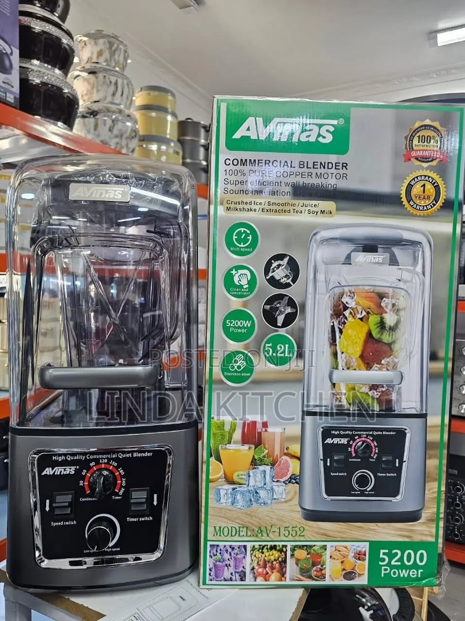 Avinas Soundproof Blender 5.2lts, 5200w/Commecial Blender