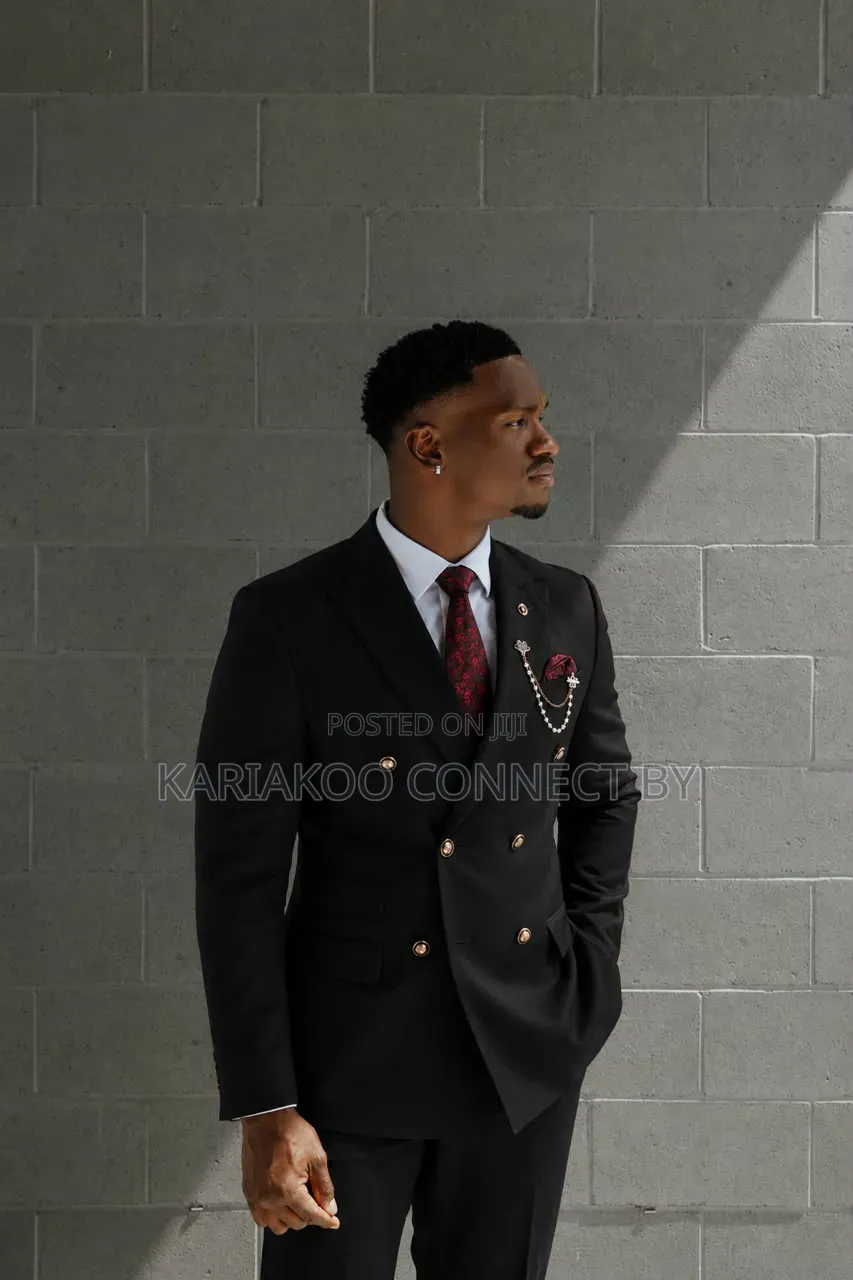 Premium Luxury Black Double-Breasted Suit