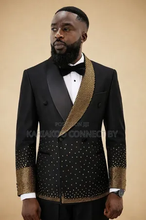 Exclusive Diamond-Studded Double Breasted Tuxedo