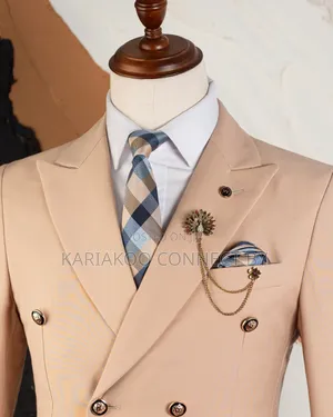 Premium Luxury Beige Double-Breasted Suit
