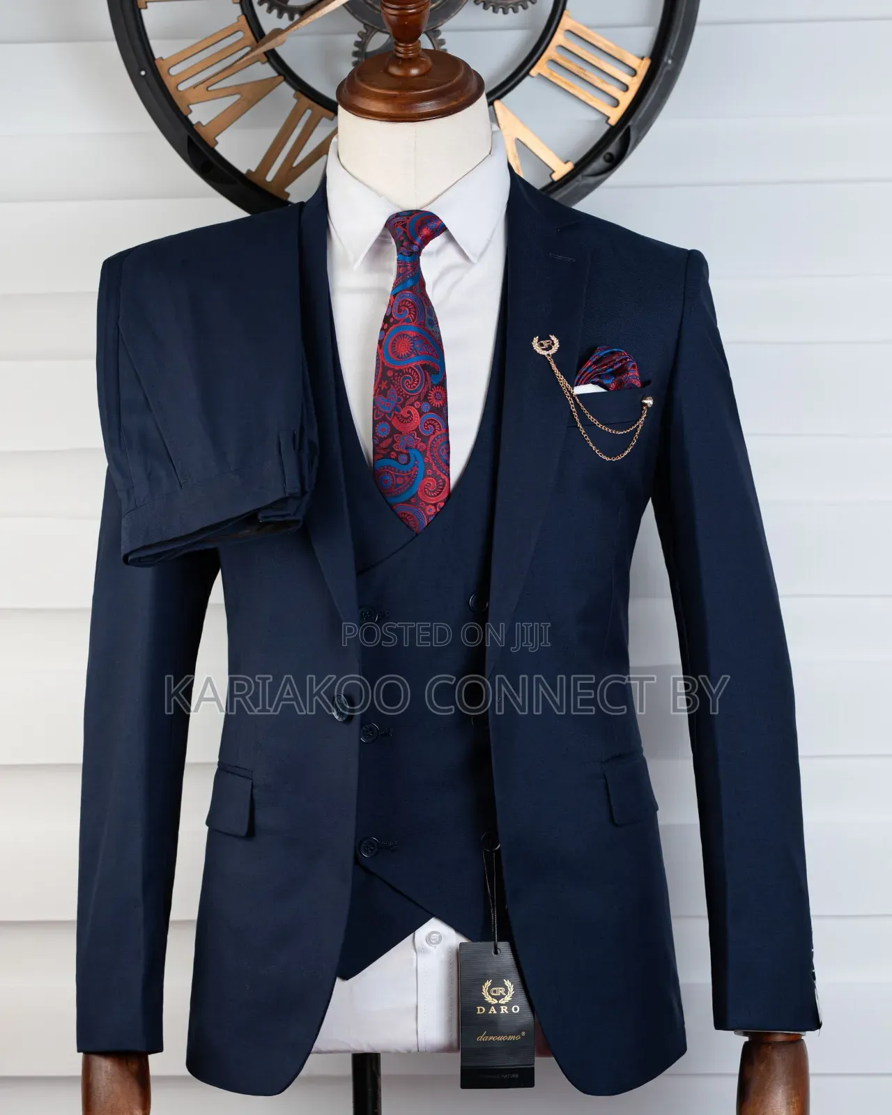 Premium Navy Blue 3-Piece Suit