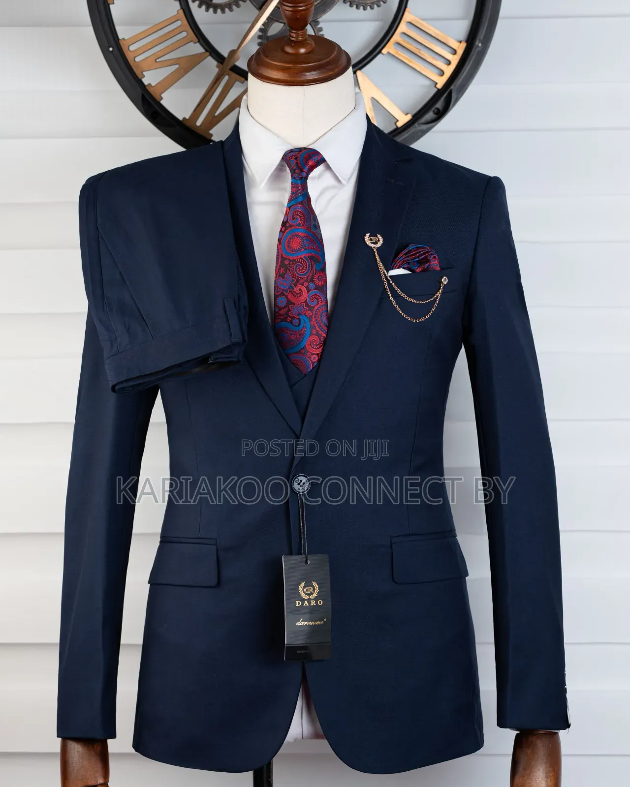 Premium Navy Blue 3-Piece Suit