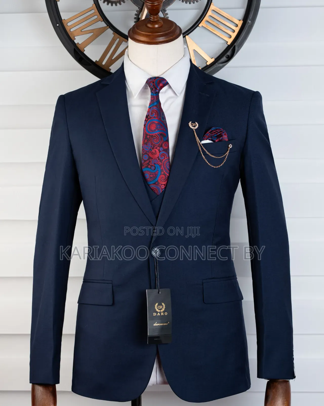 Premium Navy Blue 3-Piece Suit