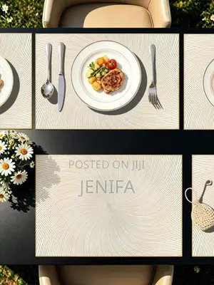 Table Mat White Gold, White Silver Color 6pcs
