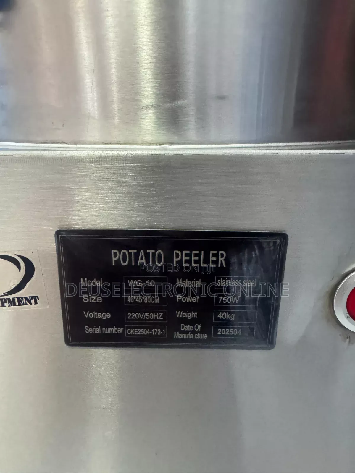 *Potato Peeler 10l* - 200kg/Saa Tsh 1,550,000