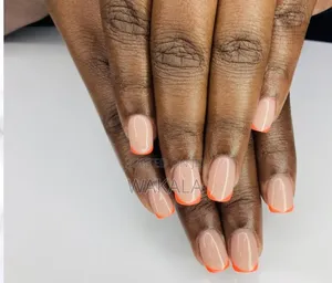 Hard Gel Nails - Neon Orange French Tips | Short Round