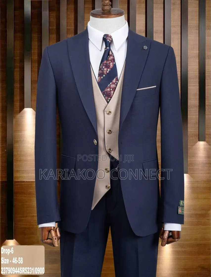 Dark Blue Men's Three Pieces Classic