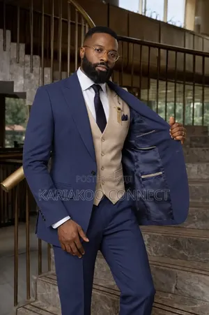 Dark Blue Men's Three Pieces Classic