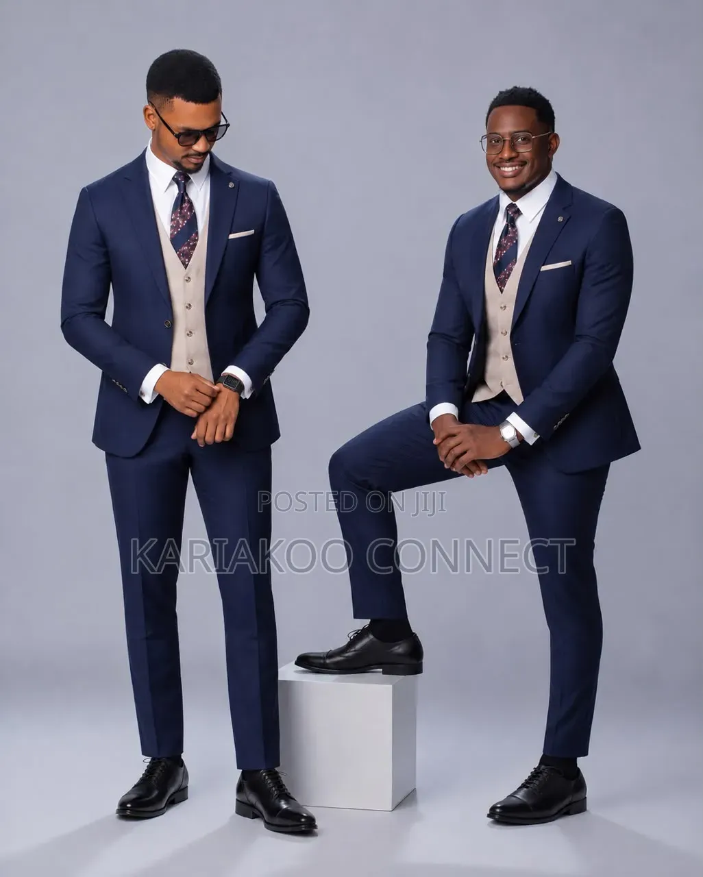 Dark Blue Men's Three Pieces Classic