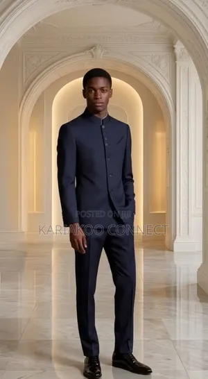Classic Dark Blue Corduroy Suit