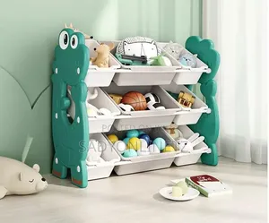 Children's Storage Shelf With 9 Plastic Bins,