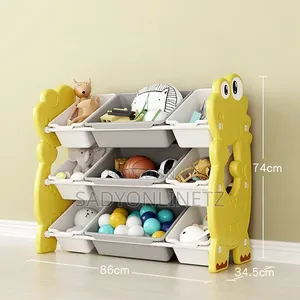 Children's Storage Shelf With 9 Plastic Bins,