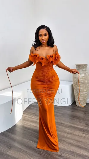Pleated Ruffle Gown Dress