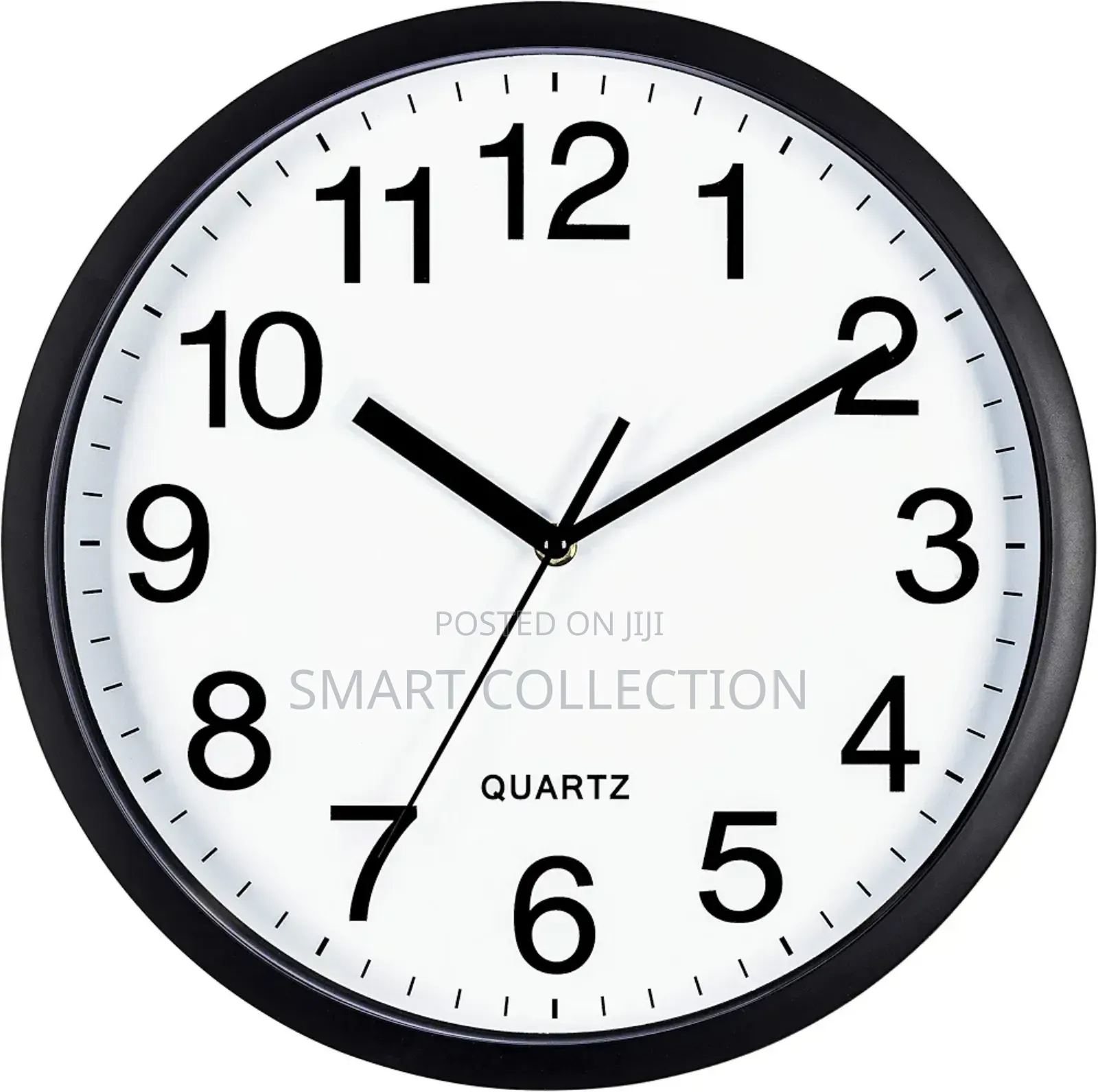 Black Wall Clock Silent Non Ticking 10 Inch Quality Quartz Battery