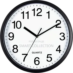 Black Wall Clock Silent Non Ticking 10 Inch Quality Quartz Battery