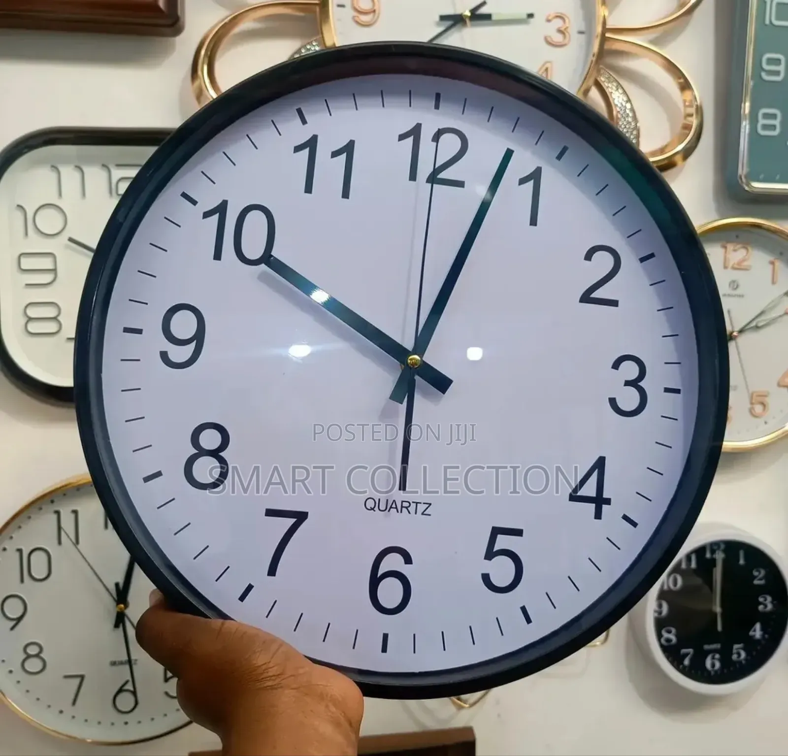 Black Wall Clock Silent Non Ticking 10 Inch Quality Quartz Battery
