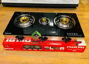 Nikai Gas Cooker 3 Plates Glass Top Jiko La Gesi La Nikai Pleti 3