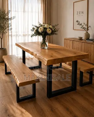  Meza Ya Kisasa Ya Dining Na Benchi Mbili 