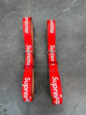 Supreme Branded Belts Crafted With Metallic Buckle Closure