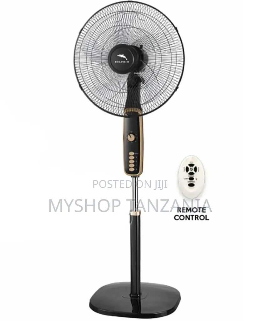 Dolphin Stand Fan 18 Inch With Remote Control Black