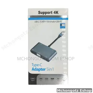 Type C 5 In 1 Multiport Adapter Hdmi , Vga, Usb 3.0, Audio, Pd