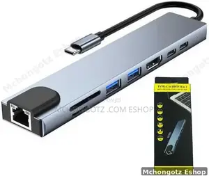 Type C 8 in 1 Usb-C Hub Adapter Hdmi, 2 Usb, Rj45, Pd