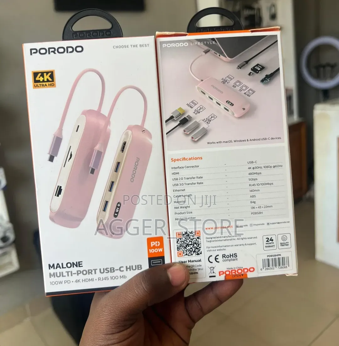 Porodo Malone 6-in-1 Multi-Port Usb-C Hub