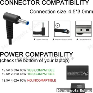 Hp Blue Pin Adapter 65w / 45w Smart Blue Tip Laptop Charger Adapter