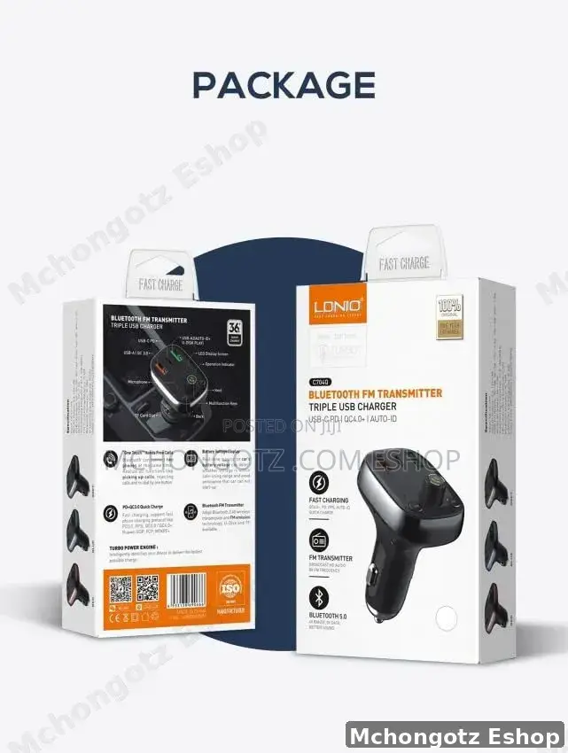Ldnio C704q 30w Car Charger Fm Transmitter Bluetooth 5.0, 3 Usb