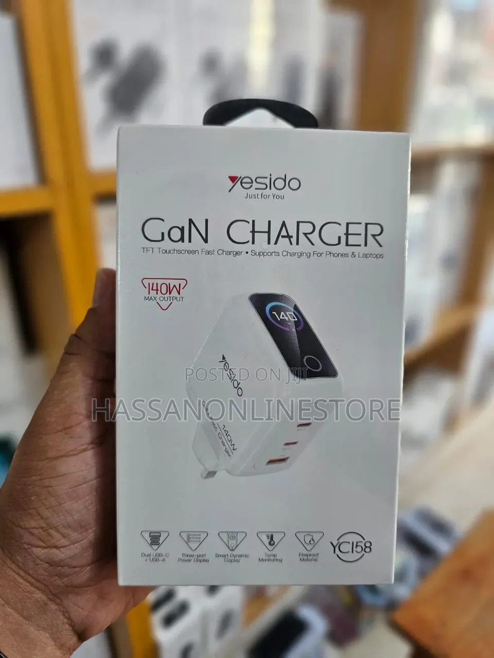 Yesido Yc158 140w Wall Charger Black Uk (2xusb-C, 1xusb-A)