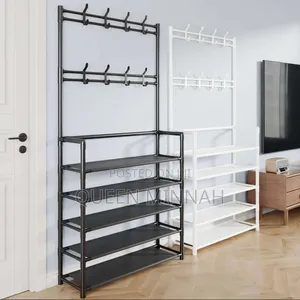 Multifunctional Floor-Standing Garment and Shoe Rack