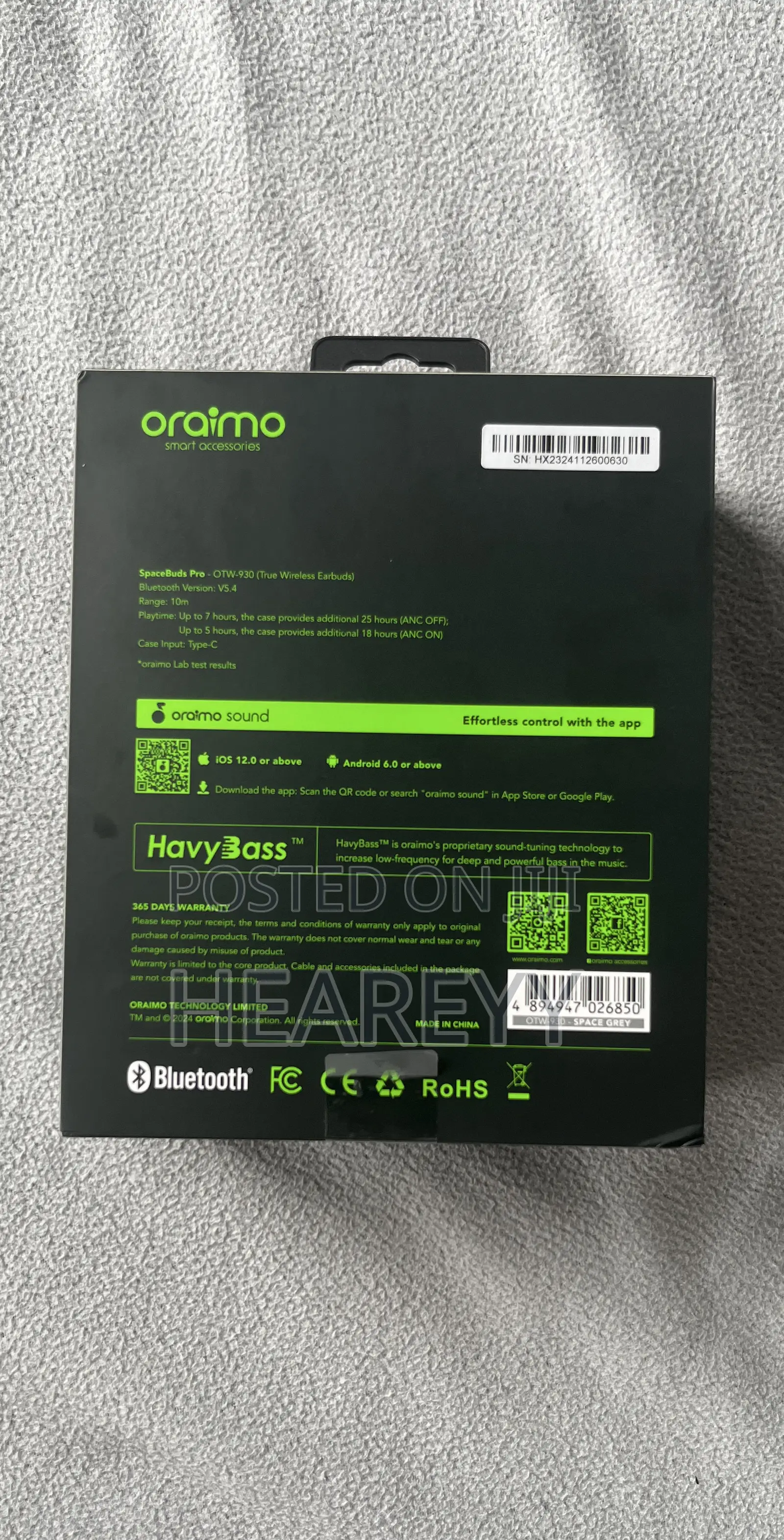 Oraimo Spacebuds Pro Wireless Earbuds (50db Anc) - Brand New
