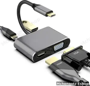 Type C 4 in 1 Multiport Adapter | Hdmi + Vga + Usb 3.0 + Pd