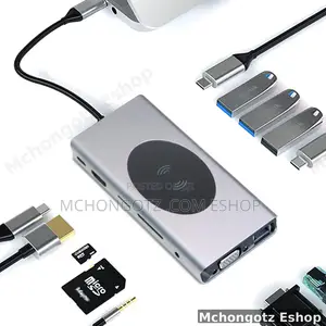 Type C 13 in 1 Usb-C Hub Multiport Adapter | Hdmi | Vga | Ethernet