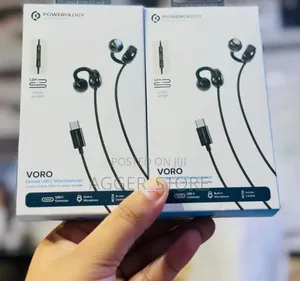 Powerology Voro Earhook Usb-C Wired Earphones - Black