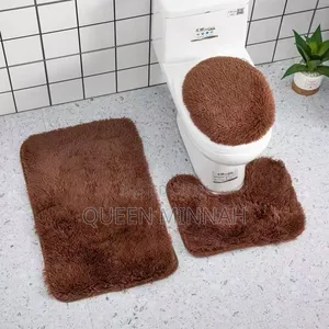 Three-Piece Shaggy Bathroom Rug and Cover Set