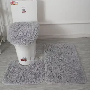 Three-Piece Shaggy Bathroom Rug and Cover Set