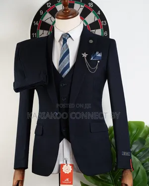 Premium Navy Blue 3-Piece Suit