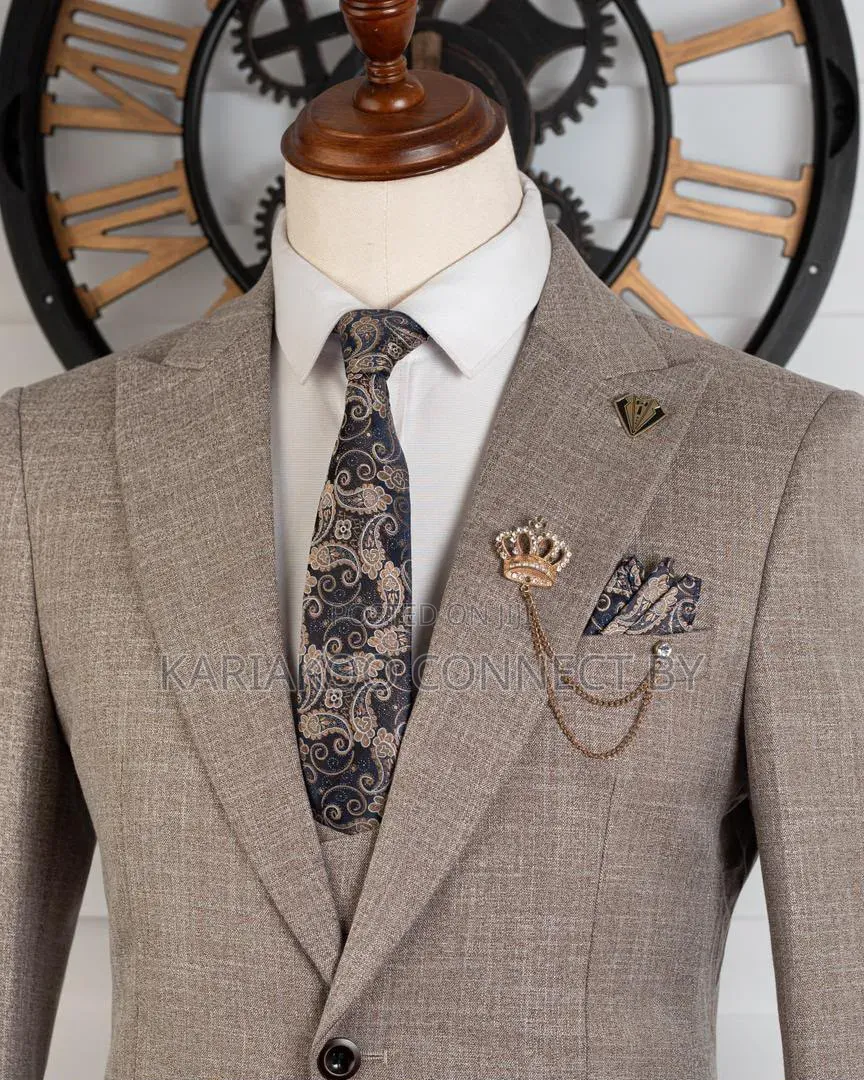 Premium Carlos Cardini Full Grey 3-Piece Men's Suit