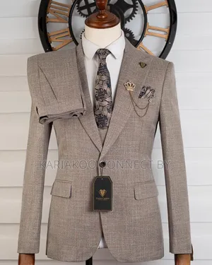 Premium Carlos Cardini Full Grey 3-Piece Men's Suit