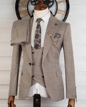 Premium Carlos Cardini Full Grey 3-Piece Men's Suit