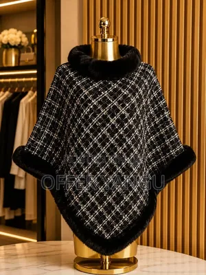 Collar Plaid Cape Poncho