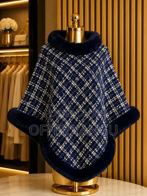 Collar Plaid Cape Poncho