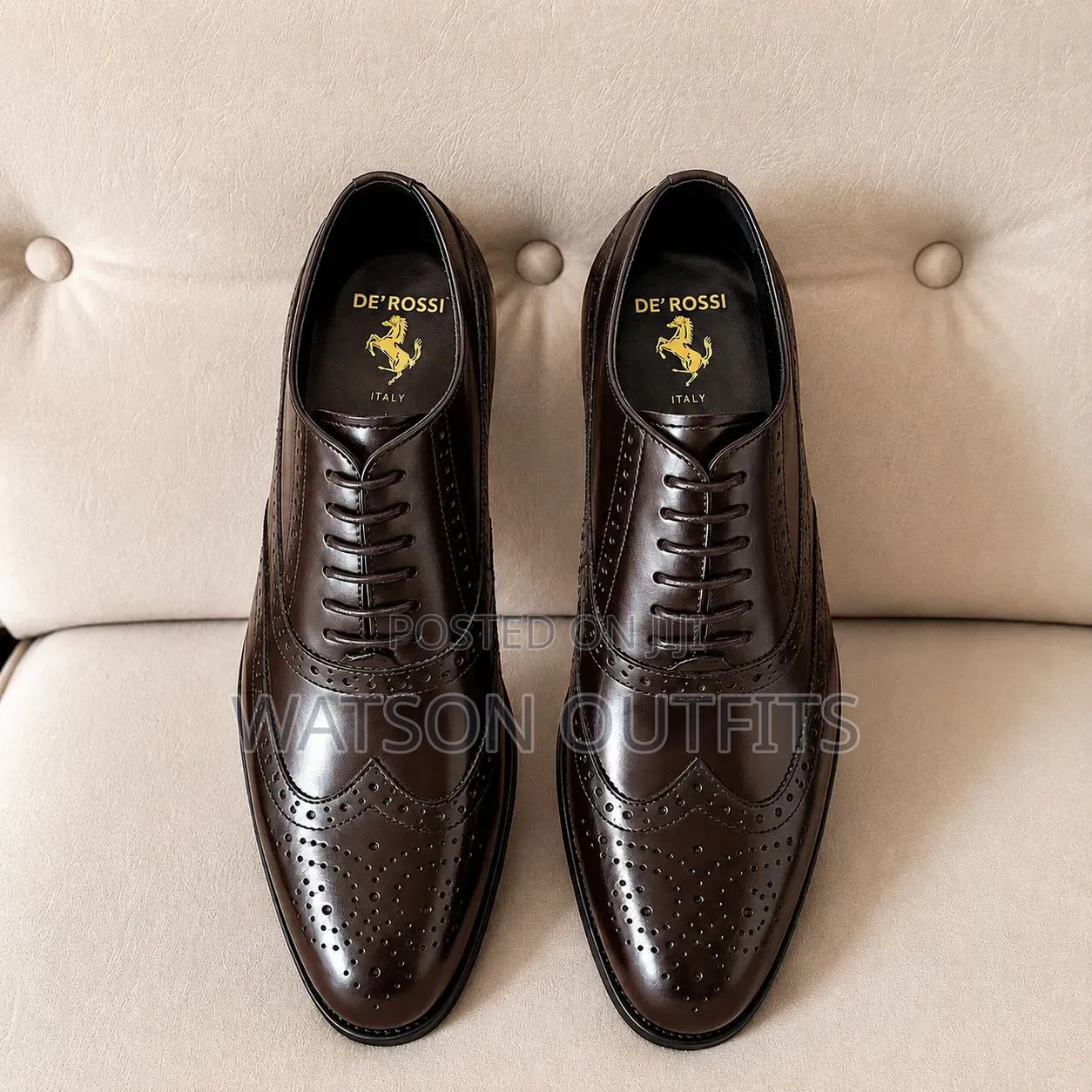 De'rossi Brand Mocca Za Leather Materials for Men's
