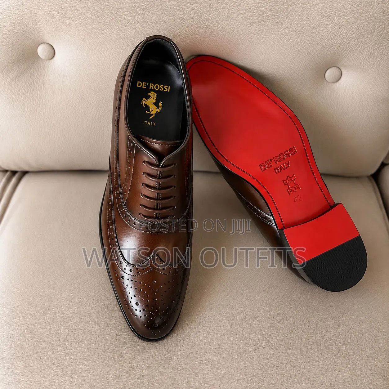 De'rossi Brand Mocca Za Leather Materials for Men's