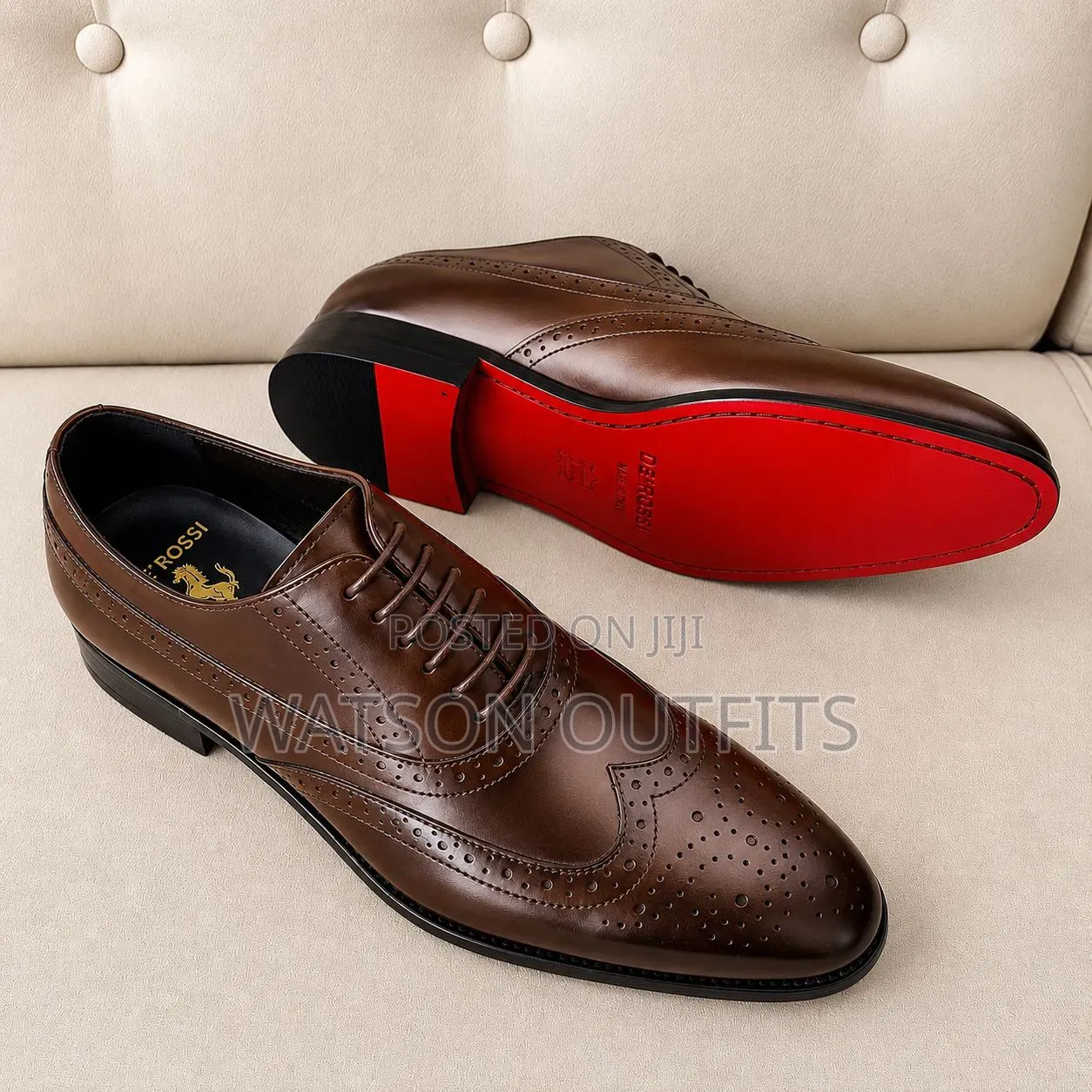 De'rossi Brand Mocca Za Leather Materials for Men's