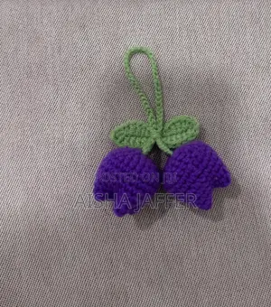 Handmade Crochet Purple Tulip Keychain